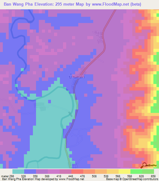 Ban Wang Pha,Thailand Elevation Map