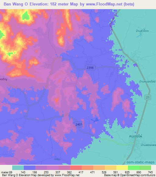 Ban Wang O,Thailand Elevation Map