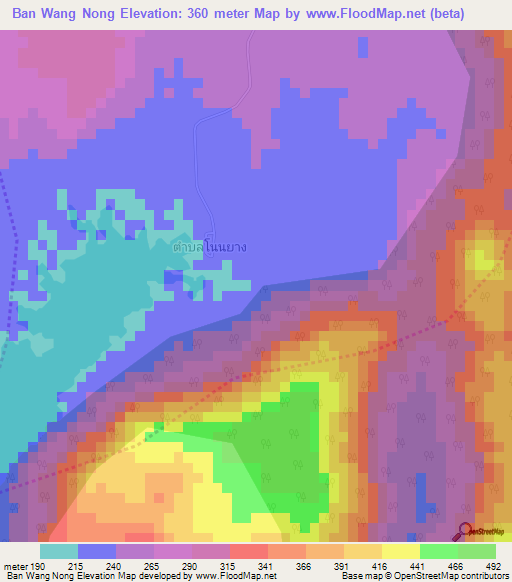 Ban Wang Nong,Thailand Elevation Map