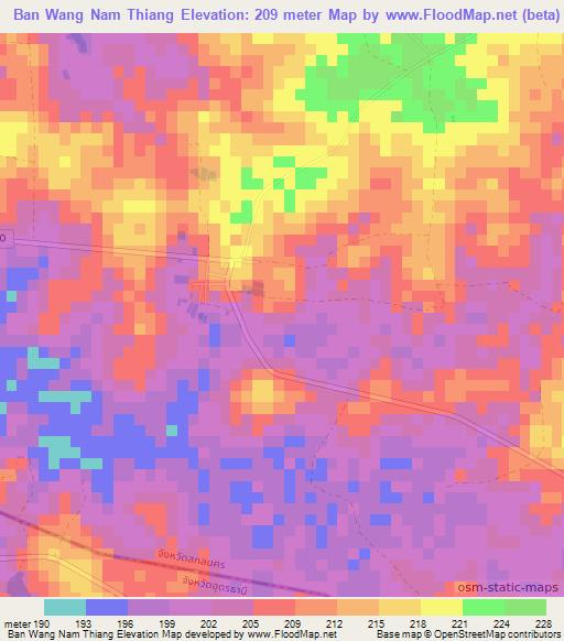 Ban Wang Nam Thiang,Thailand Elevation Map