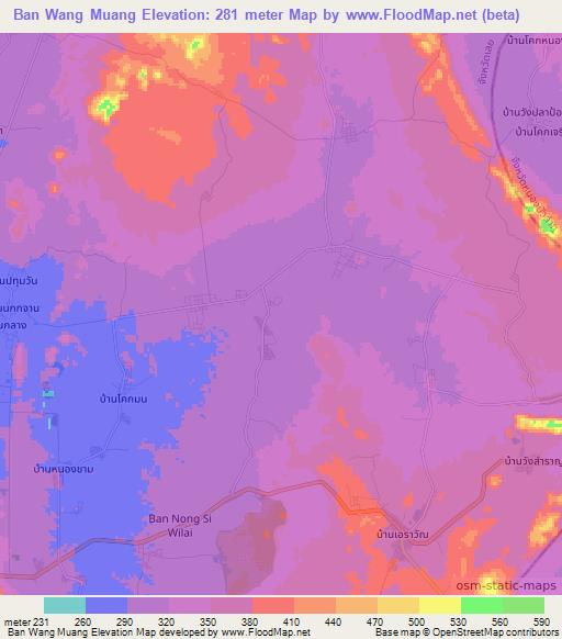 Ban Wang Muang,Thailand Elevation Map