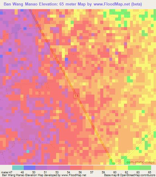 Ban Wang Manao,Thailand Elevation Map