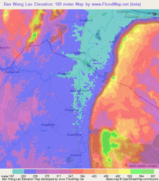 Ban Wang Lao,Thailand Elevation Map