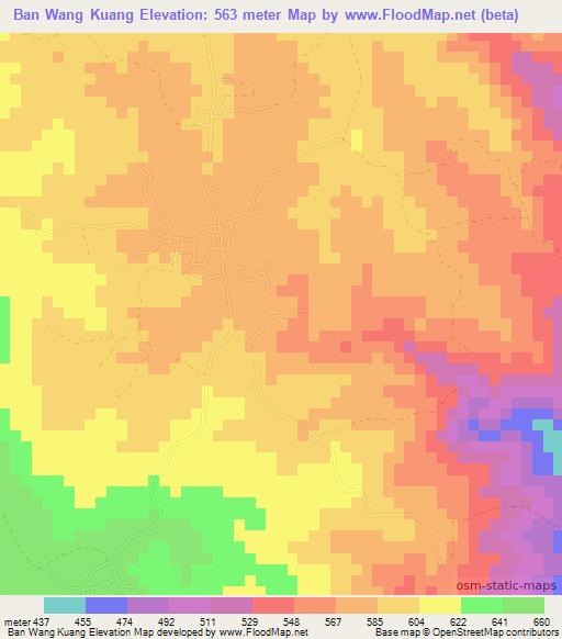 Ban Wang Kuang,Thailand Elevation Map