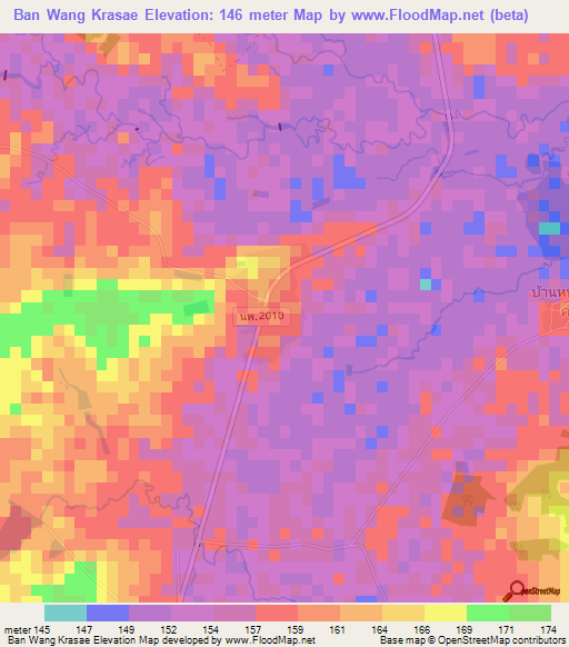 Ban Wang Krasae,Thailand Elevation Map