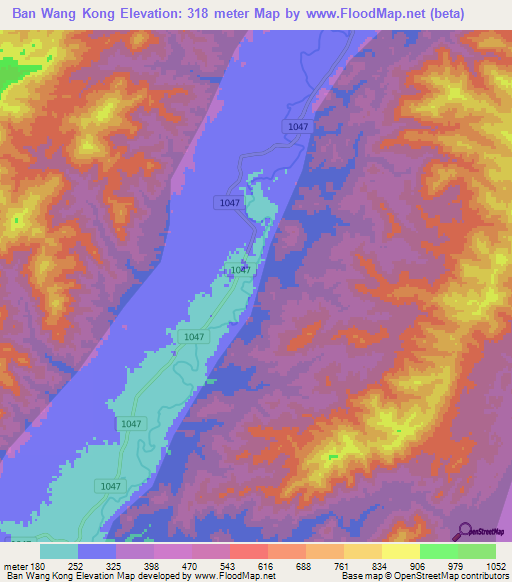 Ban Wang Kong,Thailand Elevation Map