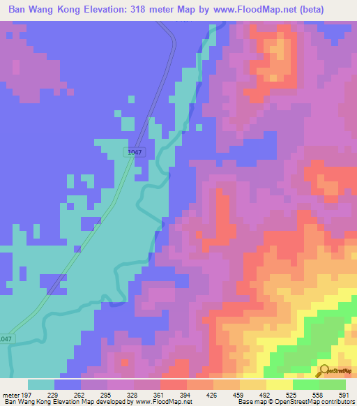 Ban Wang Kong,Thailand Elevation Map