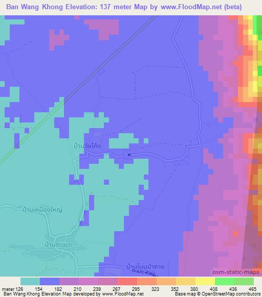 Ban Wang Khong,Thailand Elevation Map