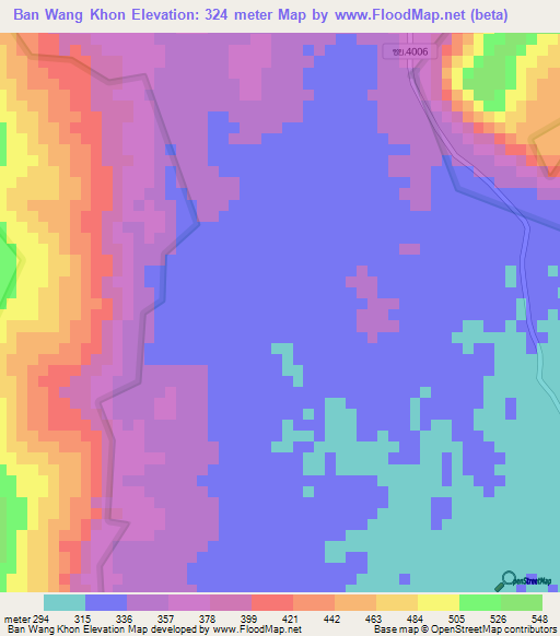 Ban Wang Khon,Thailand Elevation Map