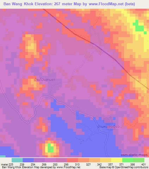 Ban Wang Khok,Thailand Elevation Map