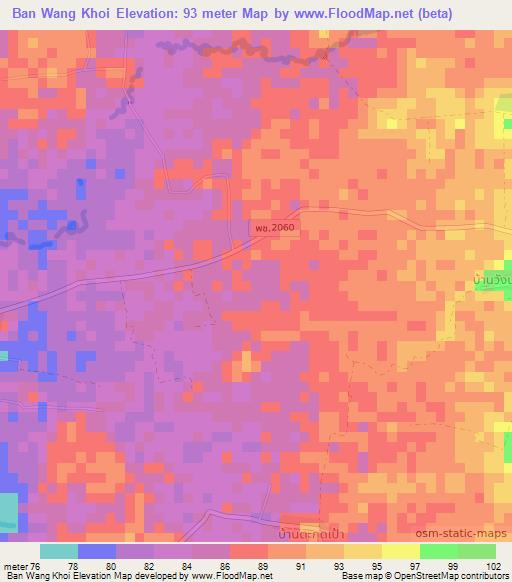 Ban Wang Khoi,Thailand Elevation Map