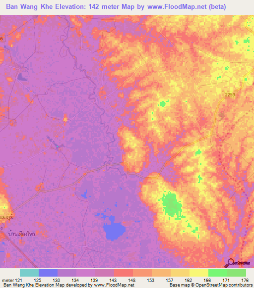 Ban Wang Khe,Thailand Elevation Map