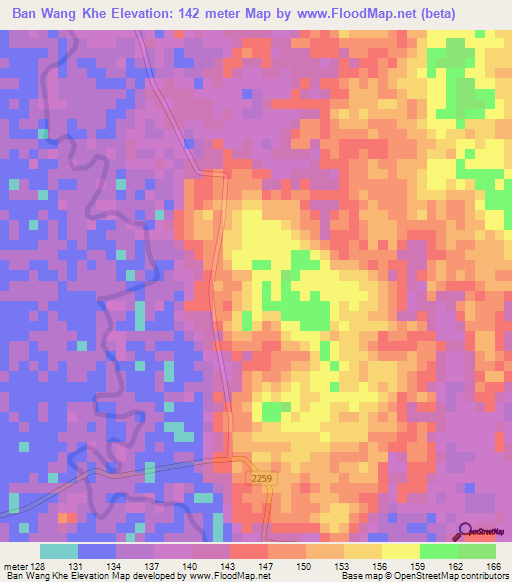 Ban Wang Khe,Thailand Elevation Map