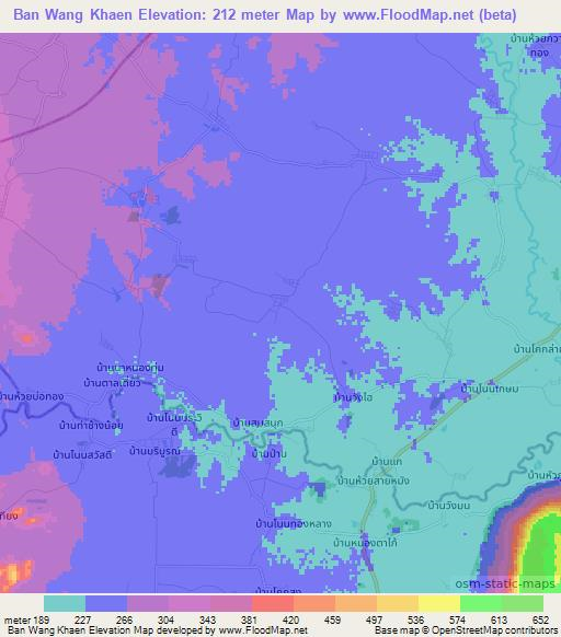 Ban Wang Khaen,Thailand Elevation Map