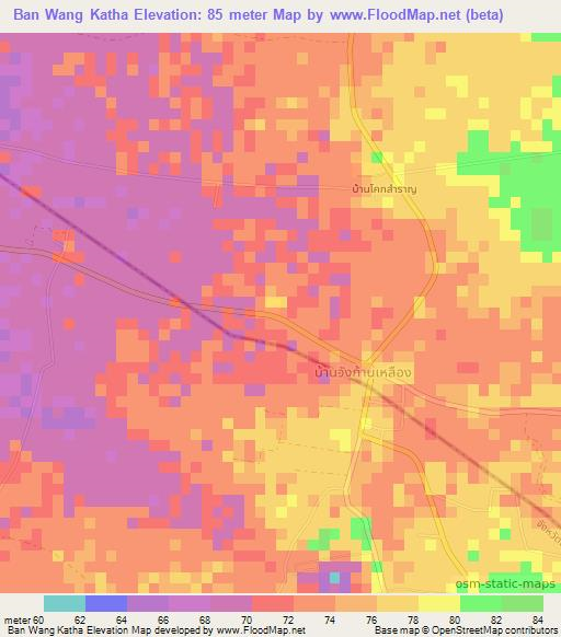 Ban Wang Katha,Thailand Elevation Map