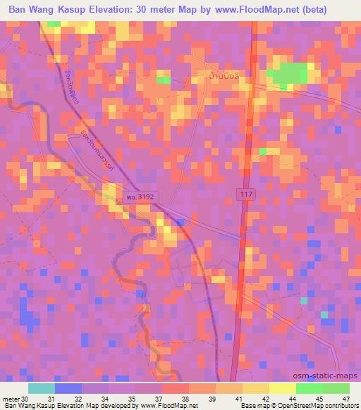 Ban Wang Kasup,Thailand Elevation Map