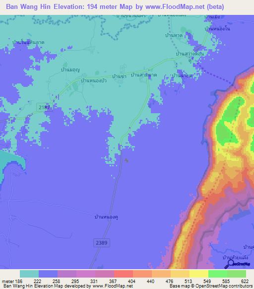 Ban Wang Hin,Thailand Elevation Map