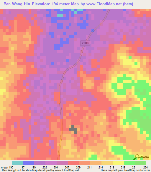 Ban Wang Hin,Thailand Elevation Map