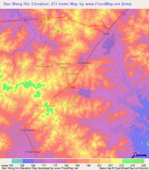 Ban Wang Hin,Thailand Elevation Map