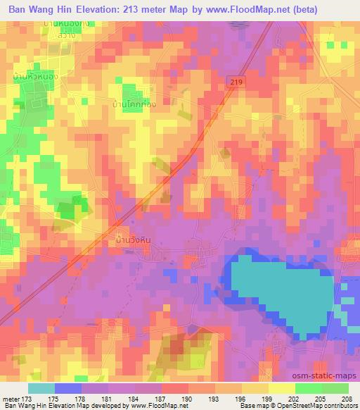 Ban Wang Hin,Thailand Elevation Map