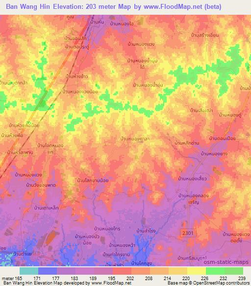 Ban Wang Hin,Thailand Elevation Map