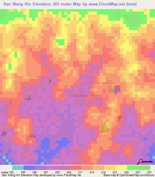 Ban Wang Hin,Thailand Elevation Map