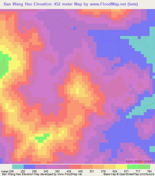 Ban Wang Heo,Thailand Elevation Map