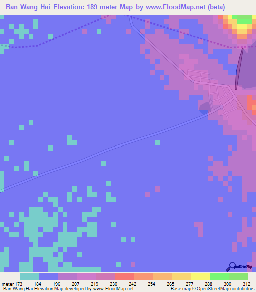 Ban Wang Hai,Thailand Elevation Map