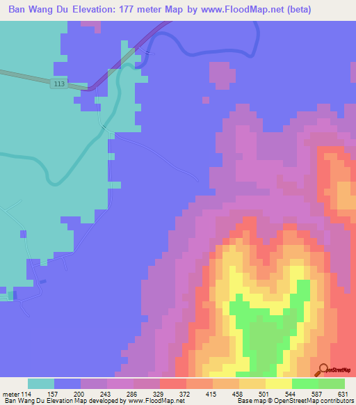 Ban Wang Du,Thailand Elevation Map