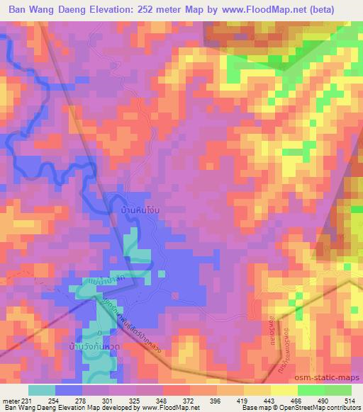 Ban Wang Daeng,Thailand Elevation Map