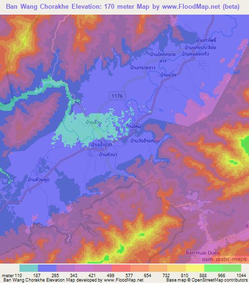 Ban Wang Chorakhe,Thailand Elevation Map