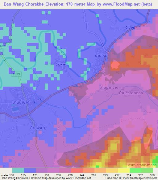 Ban Wang Chorakhe,Thailand Elevation Map