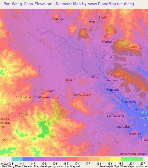 Ban Wang Chan,Thailand Elevation Map