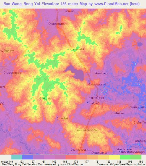 Ban Wang Bong Yai,Thailand Elevation Map