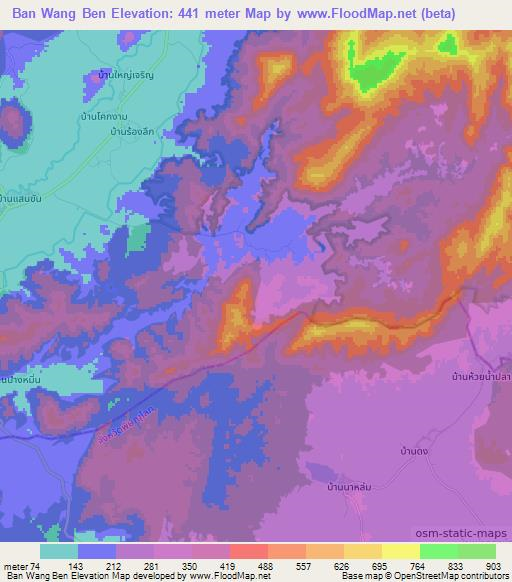 Ban Wang Ben,Thailand Elevation Map