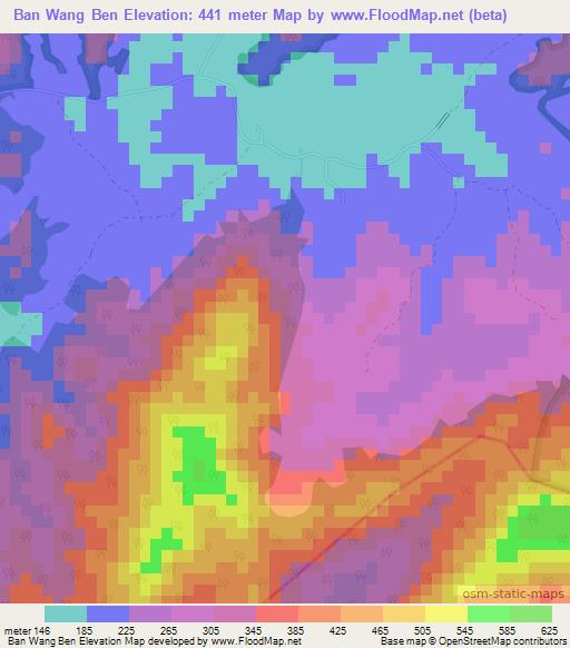 Ban Wang Ben,Thailand Elevation Map