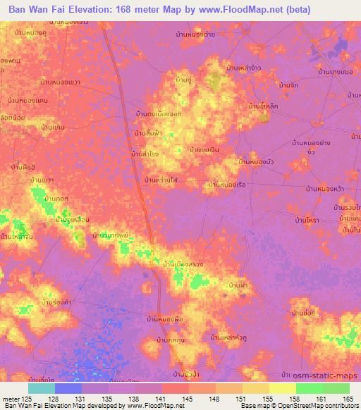 Ban Wan Fai,Thailand Elevation Map