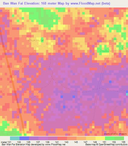 Ban Wan Fai,Thailand Elevation Map