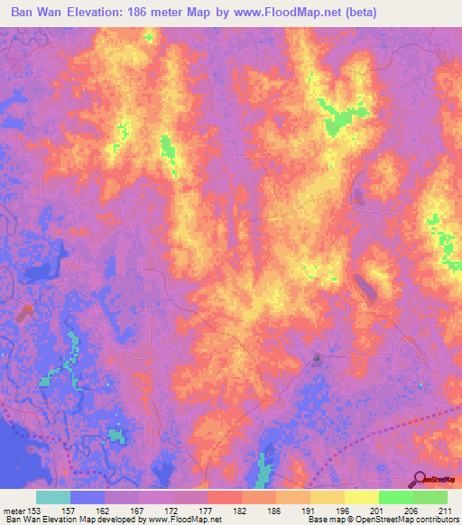 Ban Wan,Thailand Elevation Map