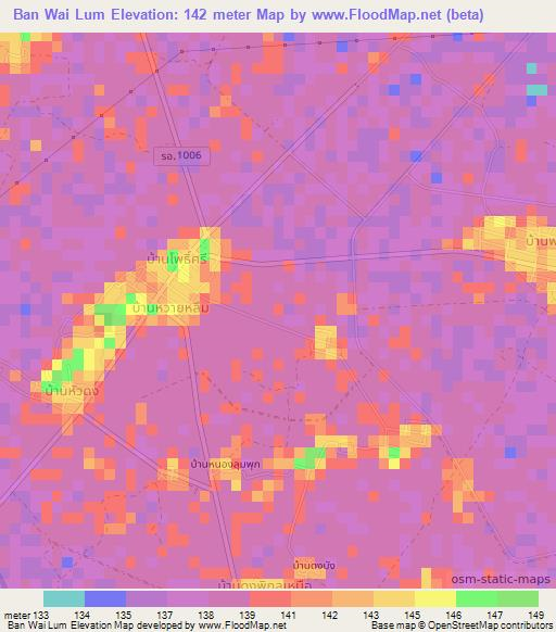 Ban Wai Lum,Thailand Elevation Map