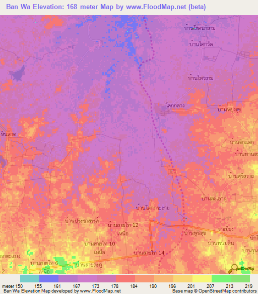 Ban Wa,Thailand Elevation Map