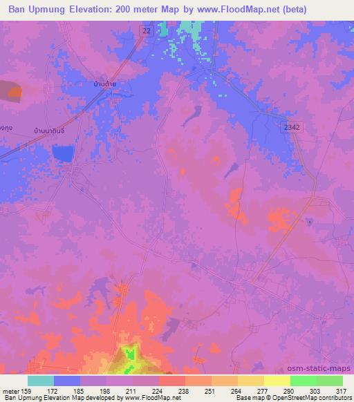 Ban Upmung,Thailand Elevation Map