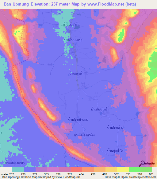 Ban Upmung,Thailand Elevation Map
