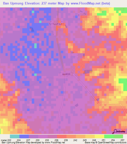Ban Upmung,Thailand Elevation Map