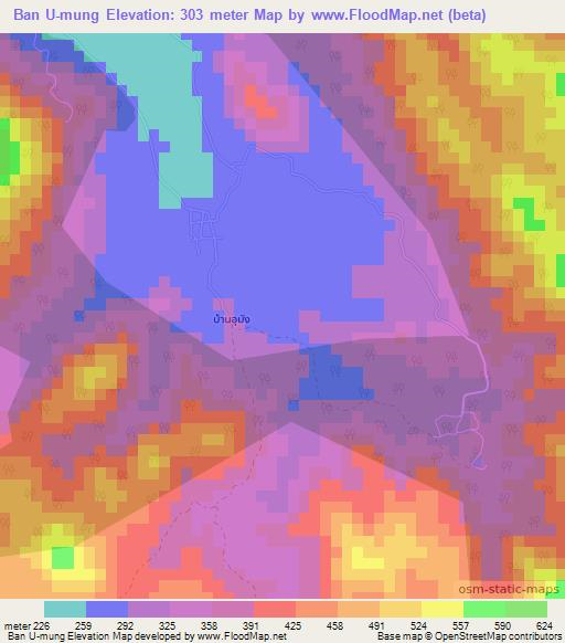 Ban U-mung,Thailand Elevation Map