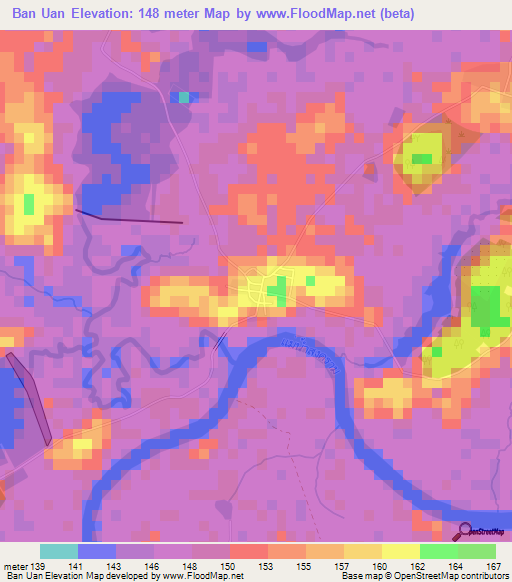 Ban Uan,Thailand Elevation Map