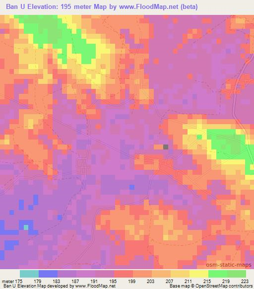 Ban U,Thailand Elevation Map