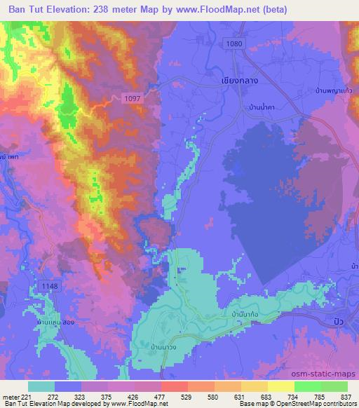 Ban Tut,Thailand Elevation Map