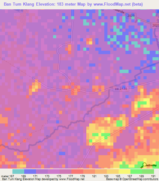 Ban Tum Klang,Thailand Elevation Map