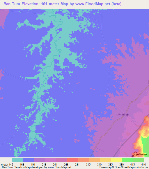Ban Tum,Thailand Elevation Map